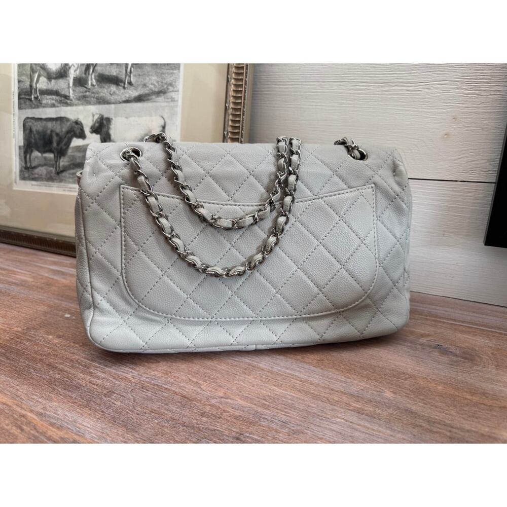Chanel Single Flap Accordion - Light Gray with Silver Hardware - Picture 4 of 13